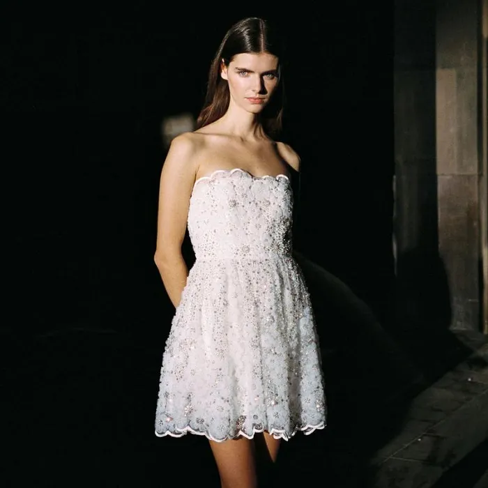 Dresses Woman SelfPortrait White Beaded Sequin Midi Dress Dresses Woman SelfPortrait White Beaded Sequin Midi Dress