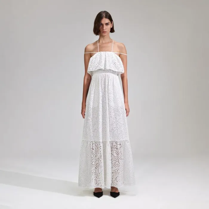 Dresses Woman SelfPortrait White Broderie Maxi Dress