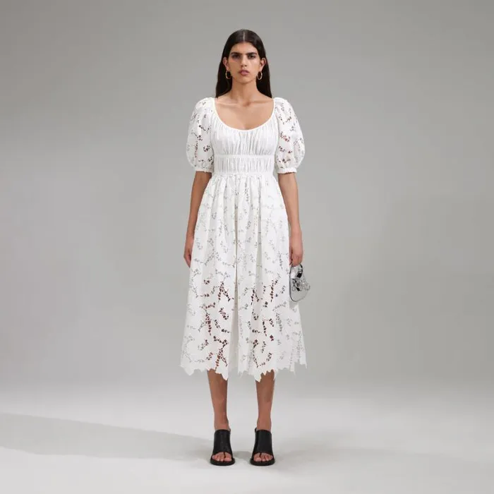Dresses Woman SelfPortrait White Broderie Maxi Dress Dresses Woman SelfPortrait White Broderie Maxi Dress