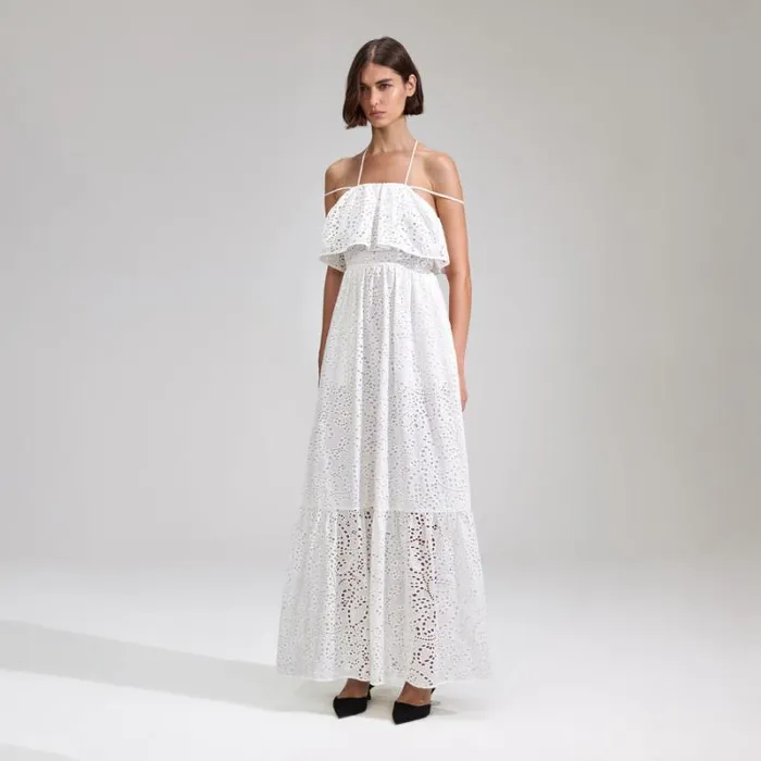 Dresses Woman SelfPortrait White Broderie Maxi Dress Dresses Woman SelfPortrait White Broderie Maxi Dress