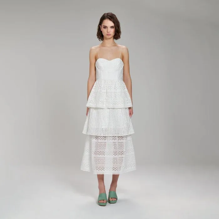 Dresses Woman SelfPortrait White Broderie Maxi Dress Dresses Woman SelfPortrait White Broderie Maxi Dress
