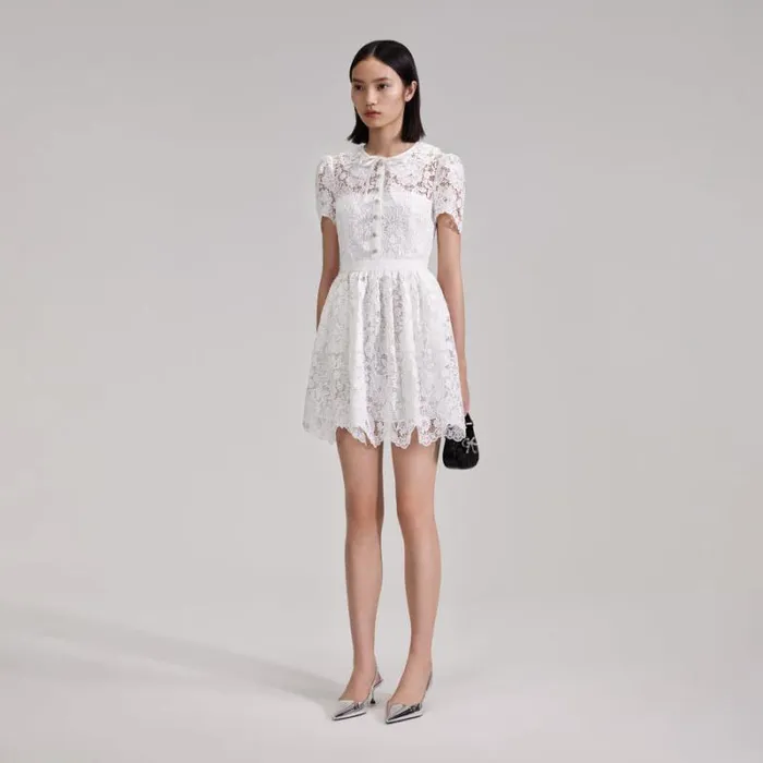 Dresses Woman SelfPortrait White Cord Lace Collar Mini Dress Dresses Woman SelfPortrait White Cord Lace Collar Mini Dress