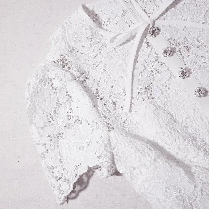 Dresses Woman SelfPortrait White Cord Lace Collar Mini Dress Dresses Woman SelfPortrait White Cord Lace Collar Mini Dress