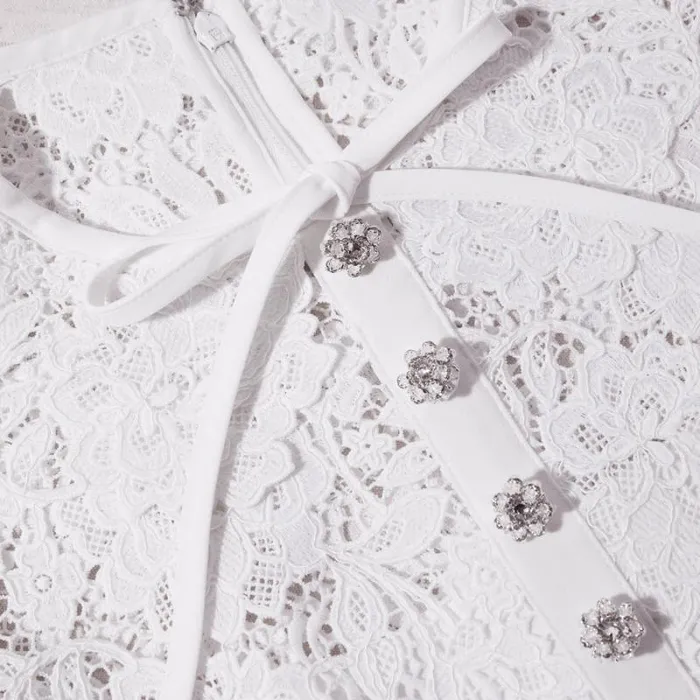 Dresses Woman SelfPortrait White Cord Lace Collar Mini Dress Dresses Woman SelfPortrait White Cord Lace Collar Mini Dress