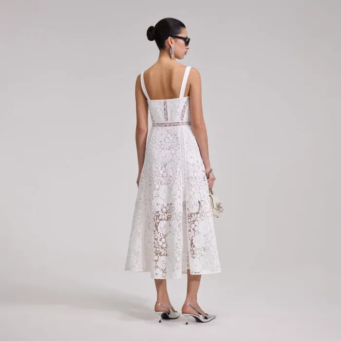 Dresses Woman SelfPortrait White Cord Lace Midi Dress Dresses Woman SelfPortrait White Cord Lace Midi Dress