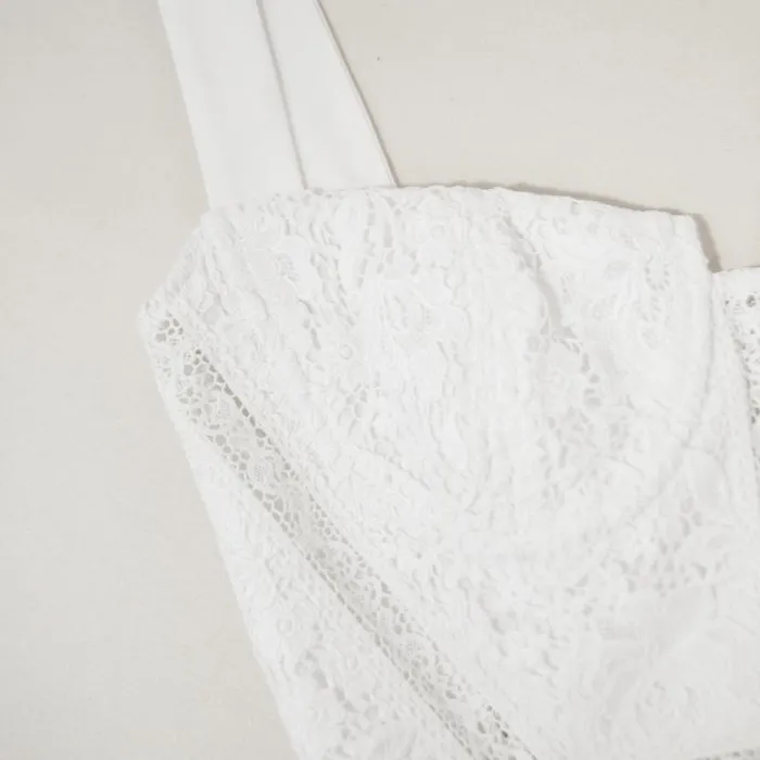 Dresses Woman SelfPortrait White Cord Lace Midi Dress Dresses Woman SelfPortrait White Cord Lace Midi Dress