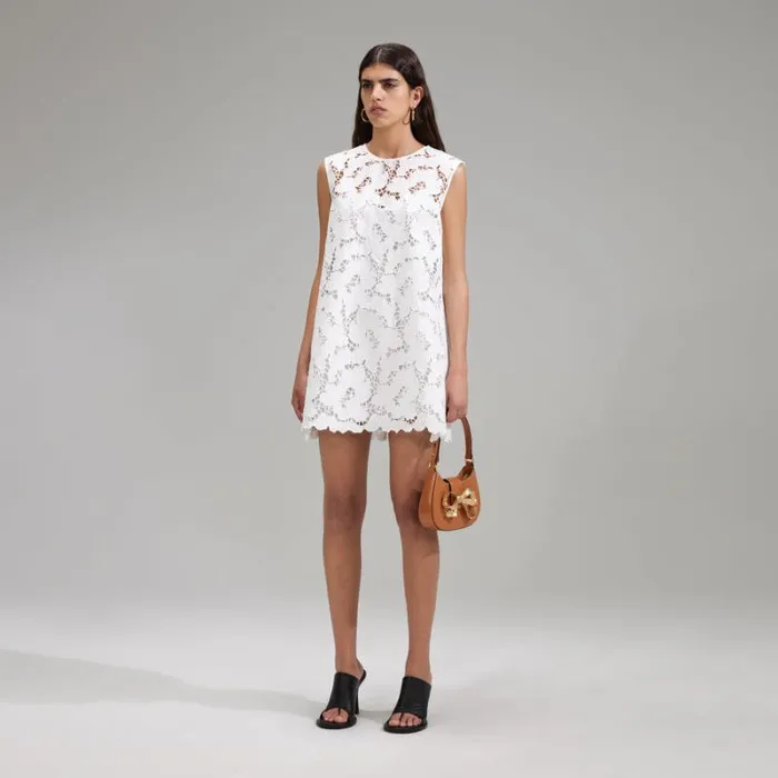 Dresses Woman SelfPortrait White Cotton Lace Mini Dress Dresses Woman SelfPortrait White Cotton Lace Mini Dress
