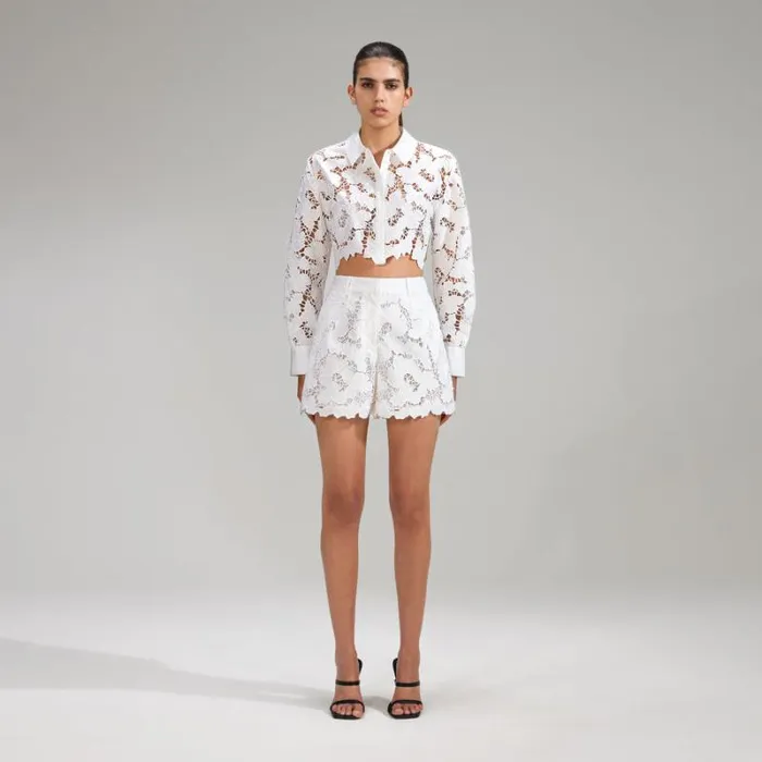 Dresses Woman SelfPortrait White Cotton Lace Wide Sleeve Mini Dress Dresses Woman SelfPortrait White Cotton Lace Wide Sleeve Mini Dress