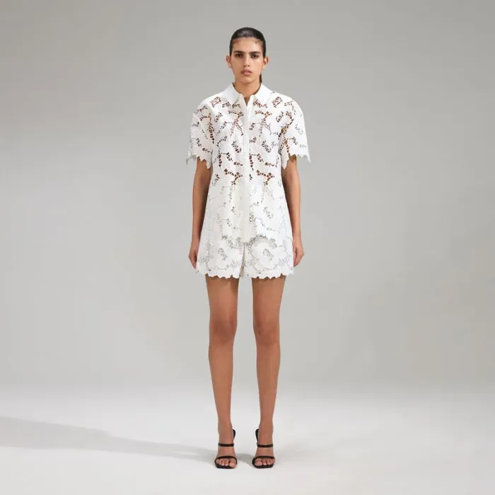 Dresses Woman SelfPortrait White Cotton Lace Wide Sleeve Mini Dress Dresses Woman SelfPortrait White Cotton Lace Wide Sleeve Mini Dress