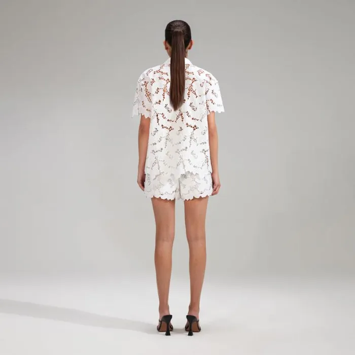 Dresses Woman SelfPortrait White Cotton Lace Wide Sleeve Mini Dress Dresses Woman SelfPortrait White Cotton Lace Wide Sleeve Mini Dress