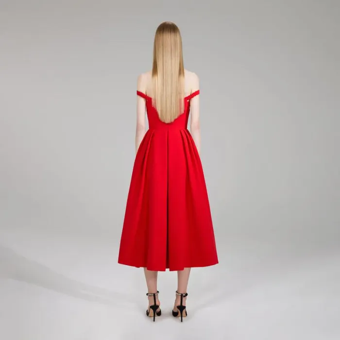 Dresses Woman SelfPortrait White Crepe Bow Midi Dress Dresses Woman SelfPortrait White Crepe Bow Midi Dress