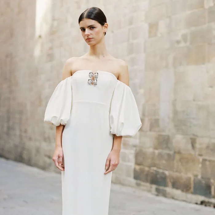Dresses Woman SelfPortrait White Crepe Bow Midi Dress Dresses Woman SelfPortrait White Crepe Bow Midi Dress