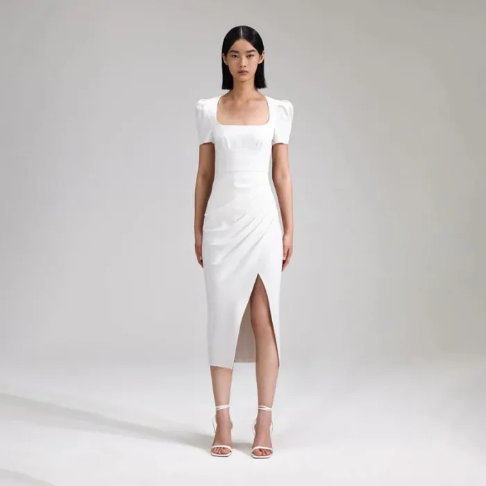 Dresses Woman SelfPortrait White Crepe Midi Dress