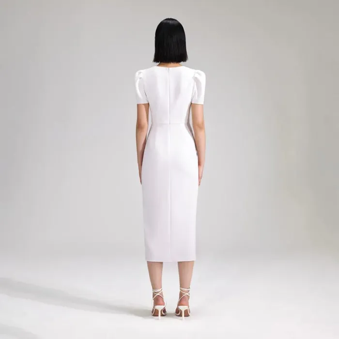 Dresses Woman SelfPortrait White Crepe Midi Dress Dresses Woman SelfPortrait White Crepe Midi Dress