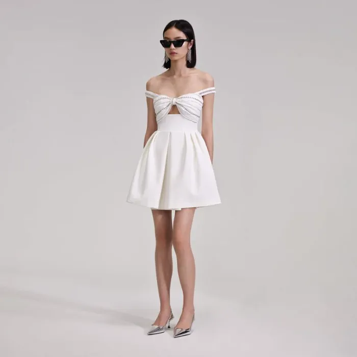 Dresses Woman SelfPortrait White Diamante Bust Mini Dress Dresses Woman SelfPortrait White Diamante Bust Mini Dress