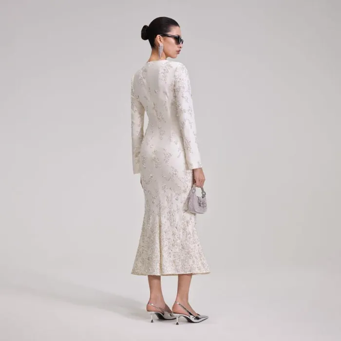 Dresses Woman SelfPortrait White Embellished Midi Dress Dresses Woman SelfPortrait White Embellished Midi Dress