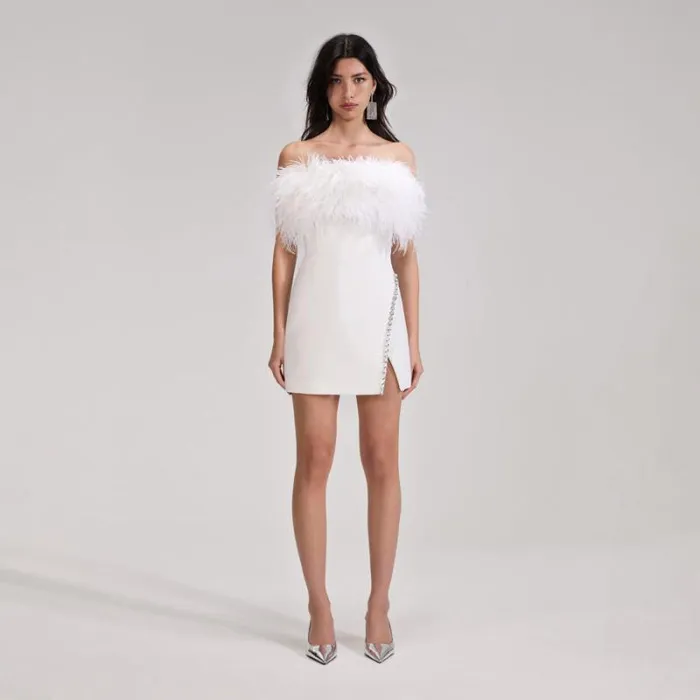 Dresses Woman SelfPortrait White Feather Mini Dress