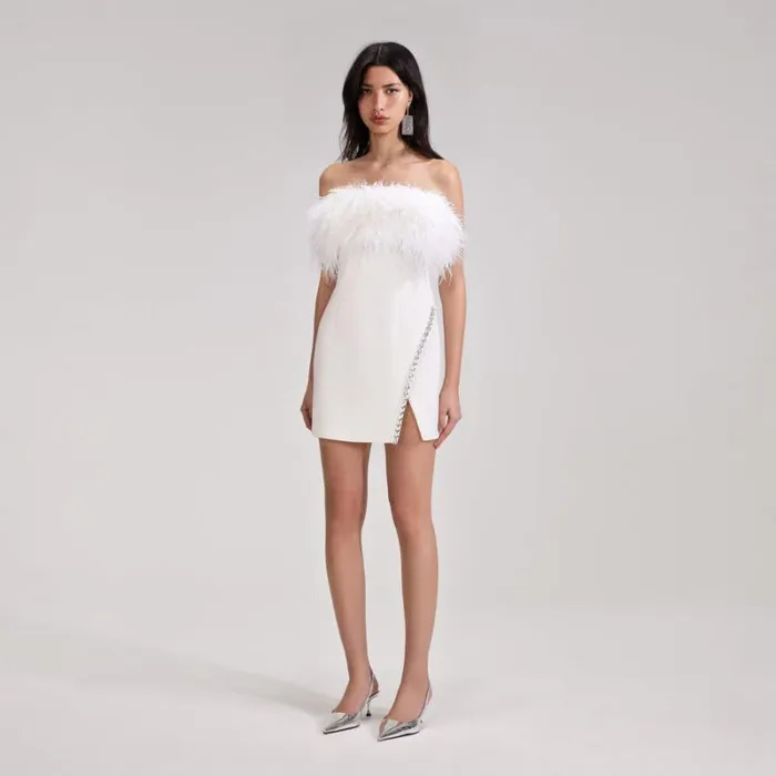 Dresses Woman SelfPortrait White Feather Mini Dress Dresses Woman SelfPortrait White Feather Mini Dress