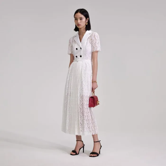 Dresses Woman SelfPortrait White Floral Chiffon Midi Dress Dresses Woman SelfPortrait White Floral Chiffon Midi Dress