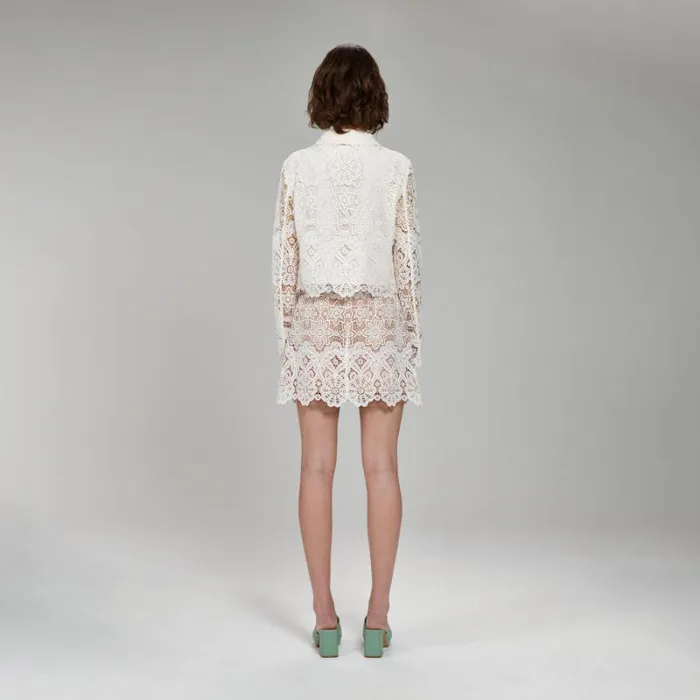Dresses Woman SelfPortrait White Guipure Lace Tiered Mini Dress Dresses Woman SelfPortrait White Guipure Lace Tiered Mini Dress