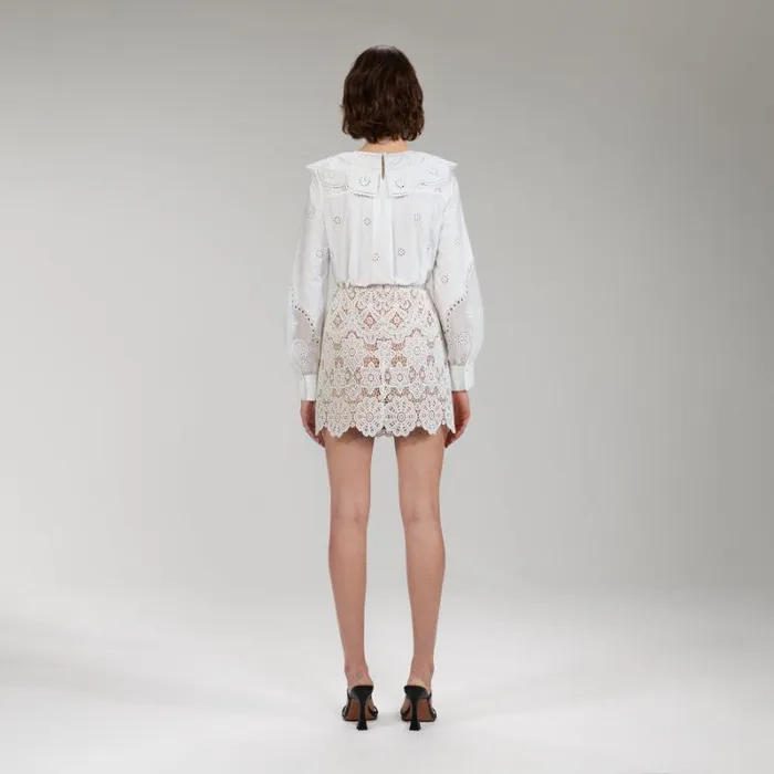 Dresses Woman SelfPortrait White Guipure Lace Tiered Mini Dress Dresses Woman SelfPortrait White Guipure Lace Tiered Mini Dress