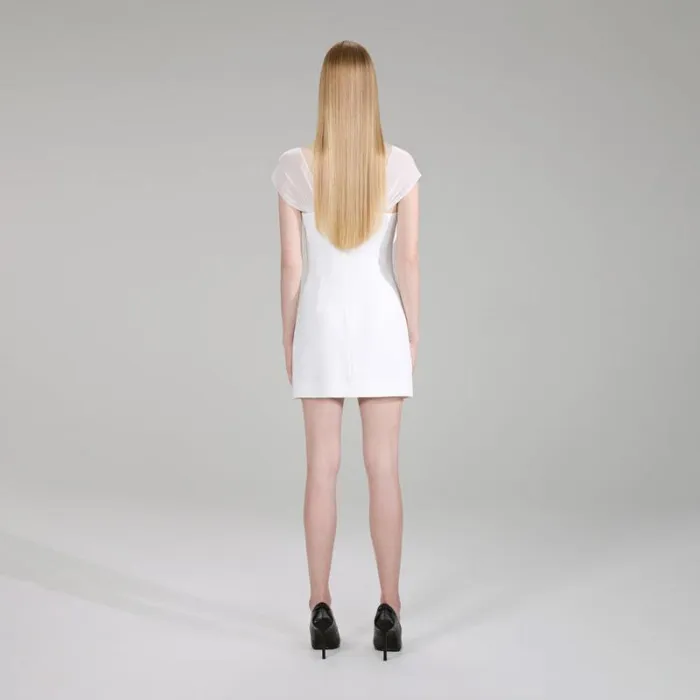 Dresses Woman SelfPortrait White Heavy Crepe Bow Mini Dress Dresses Woman SelfPortrait White Heavy Crepe Bow Mini Dress