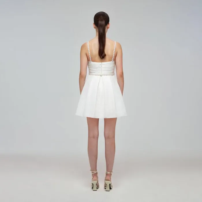 Dresses Woman SelfPortrait White Heavy Crepe Bow Mini Dress Dresses Woman SelfPortrait White Heavy Crepe Bow Mini Dress