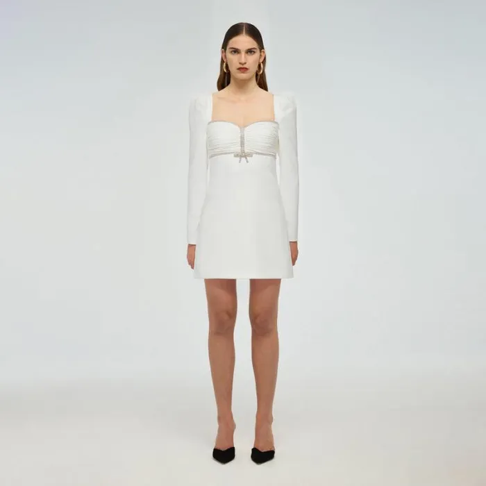 Dresses Woman SelfPortrait White Taffeta Flared Mini Dress Dresses Woman SelfPortrait White Taffeta Flared Mini Dress