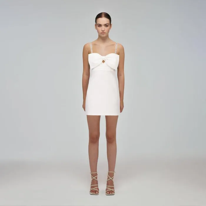 Dresses Woman SelfPortrait White Taffeta Flared Mini Dress Dresses Woman SelfPortrait White Taffeta Flared Mini Dress
