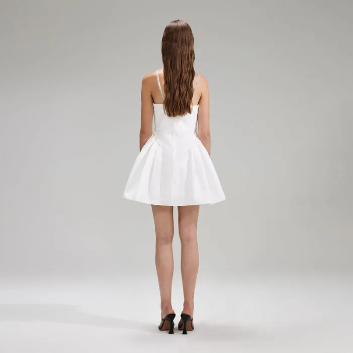 Dresses Woman SelfPortrait White Taffeta Flared Mini Dress Dresses Woman SelfPortrait White Taffeta Flared Mini Dress