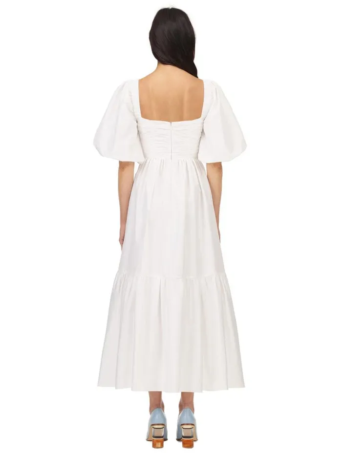 Dresses Woman SelfPortrait White Taffeta Puff Sleeve Midi Dress Dresses Woman SelfPortrait White Taffeta Puff Sleeve Midi Dress