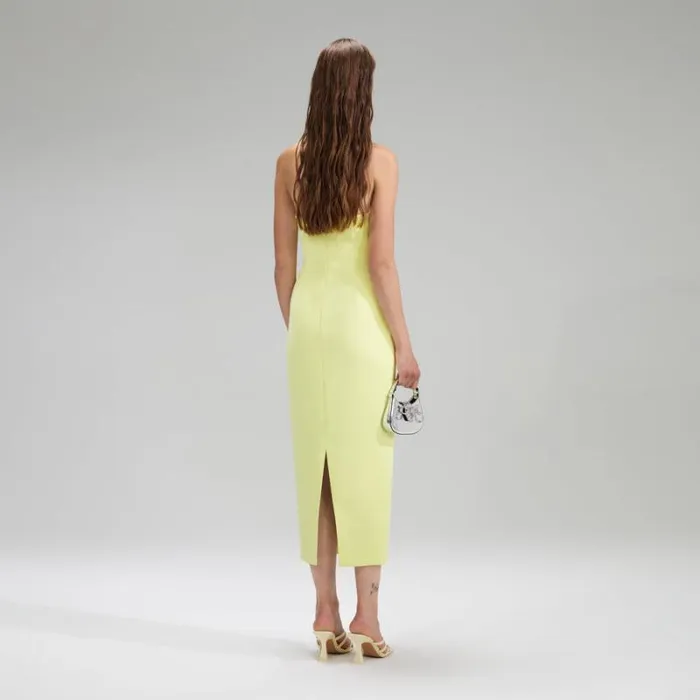 Dresses Woman SelfPortrait Yellow Bandeau Crepe Midi Dress Dresses Woman SelfPortrait Yellow Bandeau Crepe Midi Dress