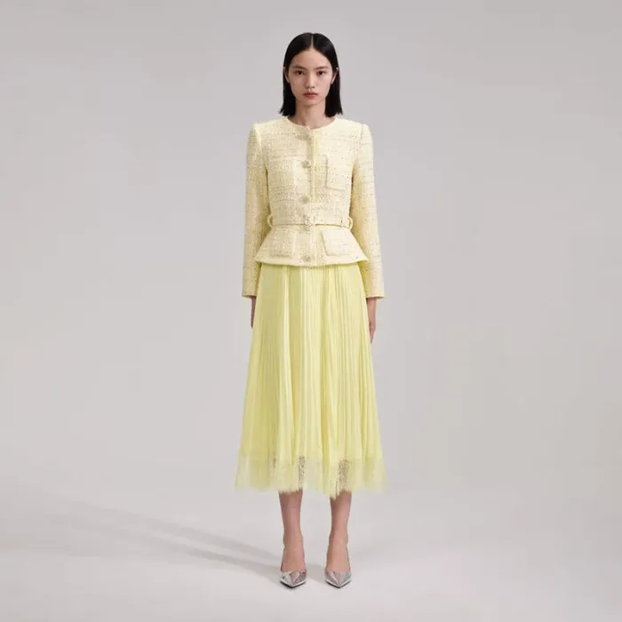 Dresses Woman SelfPortrait Yellow Boucle Midi Dress