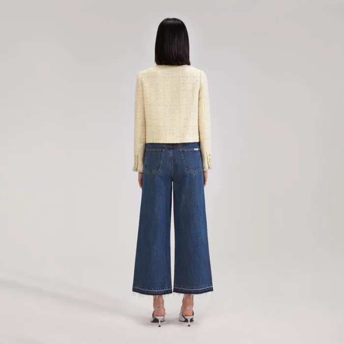 Dresses Woman SelfPortrait Yellow Boucle Midi Dress Dresses Woman SelfPortrait Yellow Boucle Midi Dress