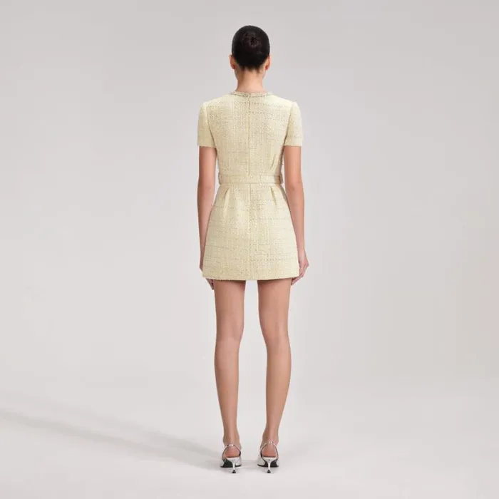 Dresses Woman SelfPortrait Yellow Boucle Midi Dress Dresses Woman SelfPortrait Yellow Boucle Midi Dress