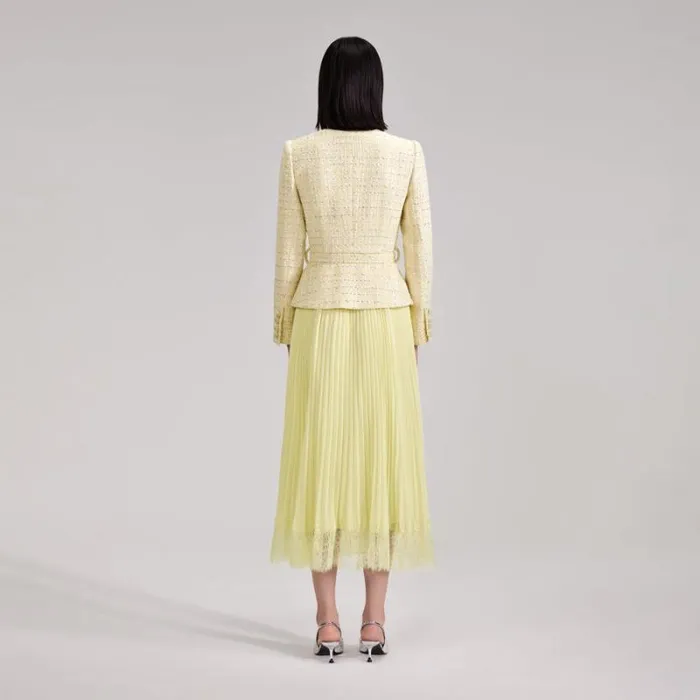 Dresses Woman SelfPortrait Yellow Boucle Midi Dress Dresses Woman SelfPortrait Yellow Boucle Midi Dress