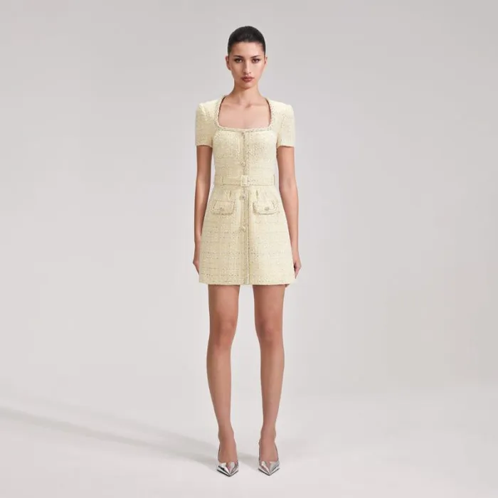 Dresses Woman SelfPortrait Yellow Boucle Mini Dress