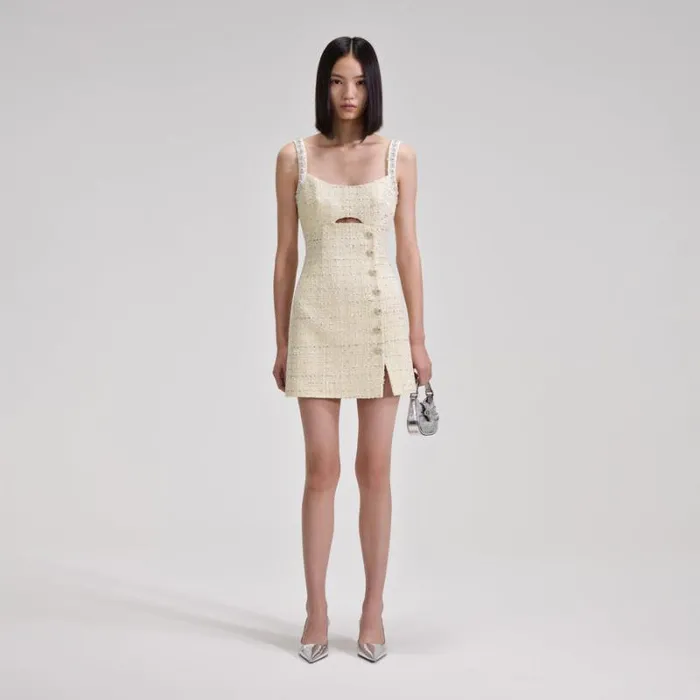 Dresses Woman SelfPortrait Yellow Boucle Mini Dress Dresses Woman SelfPortrait Yellow Boucle Mini Dress