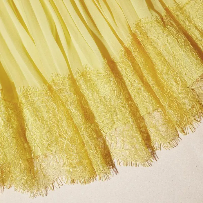 Dresses Woman SelfPortrait Yellow Chiffon Lace Detail Mini Dress Dresses Woman SelfPortrait Yellow Chiffon Lace Detail Mini Dress