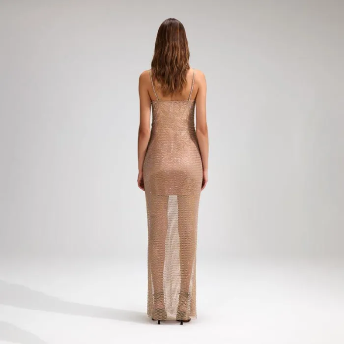 Dresses Woman SelfPortrait Yellow Rhinestone Mesh Maxi Dress Dresses Woman SelfPortrait Yellow Rhinestone Mesh Maxi Dress