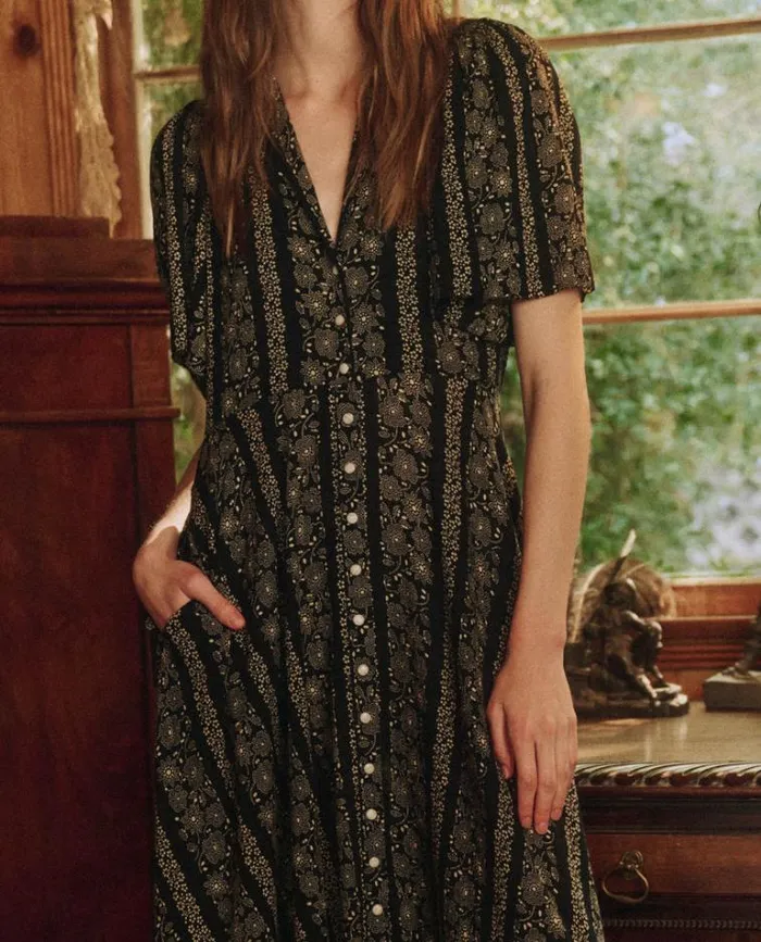 Dresses Women039s The Great The Bridge Dress Black And Cream Token Floral