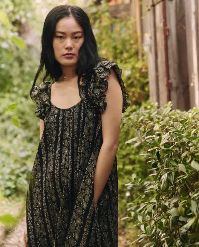 Dresses Women039s The Great The Cascade Dress Black And Cream Token Floral Dresses Women039s The Great The Cascade Dress Black And Cream Token Floral