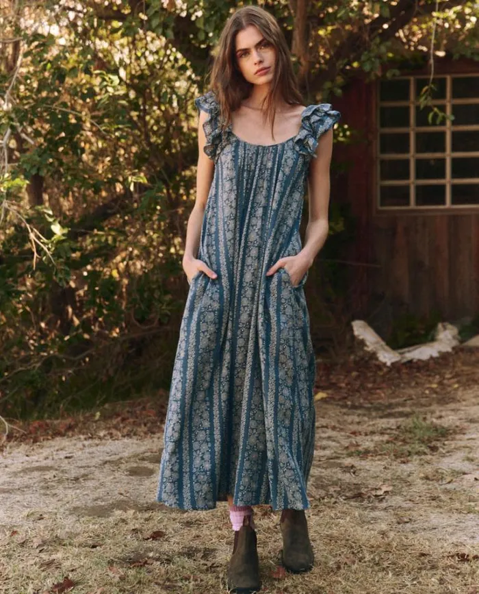 Dresses Women039s The Great The Cascade Dress Blue And Cream Token Floral