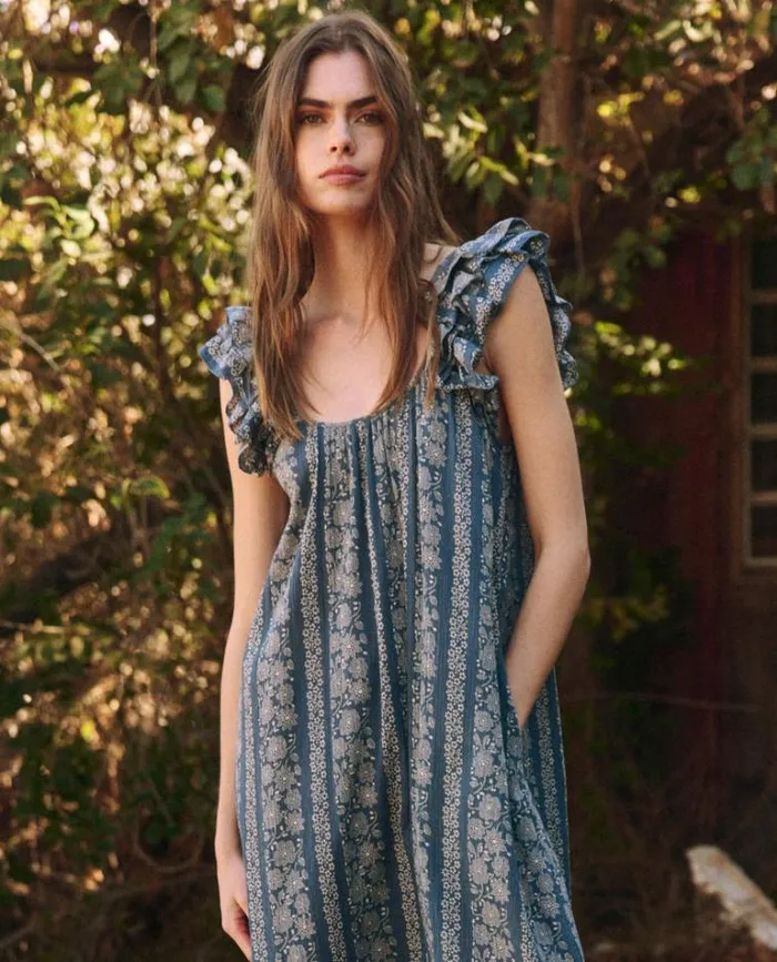 Dresses Women039s The Great The Cascade Dress Blue And Cream Token Floral
