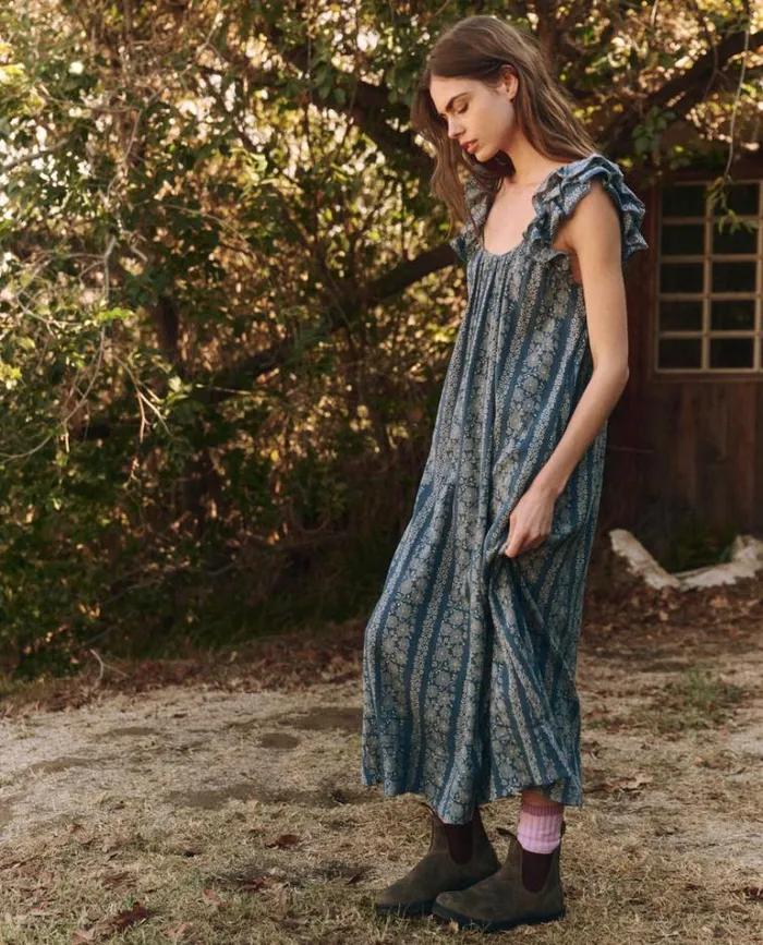 Dresses Women039s The Great The Cascade Dress Blue And Cream Token Floral