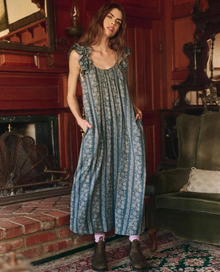 Dresses Women039s The Great The Cascade Dress Blue And Cream Token Floral