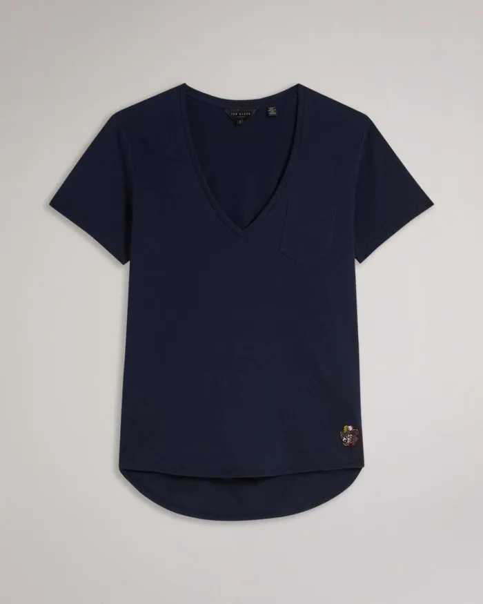 Easy Fit V Neck T Shirt Navy Women Ted Baker Tops and TShirts