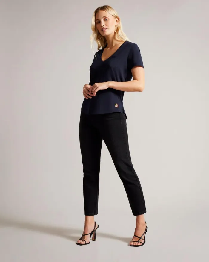 Easy Fit V Neck T Shirt Navy Women Ted Baker Tops and TShirts Easy Fit V Neck T Shirt Navy Women Ted Baker Tops and TShirts