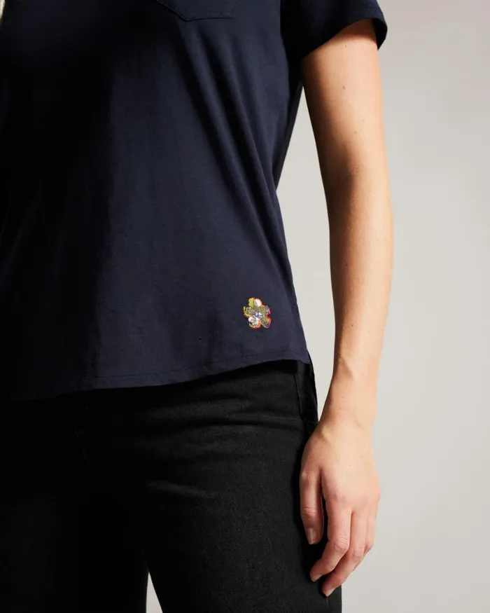 Easy Fit V Neck T Shirt Navy Women Ted Baker Tops and TShirts Easy Fit V Neck T Shirt Navy Women Ted Baker Tops and TShirts