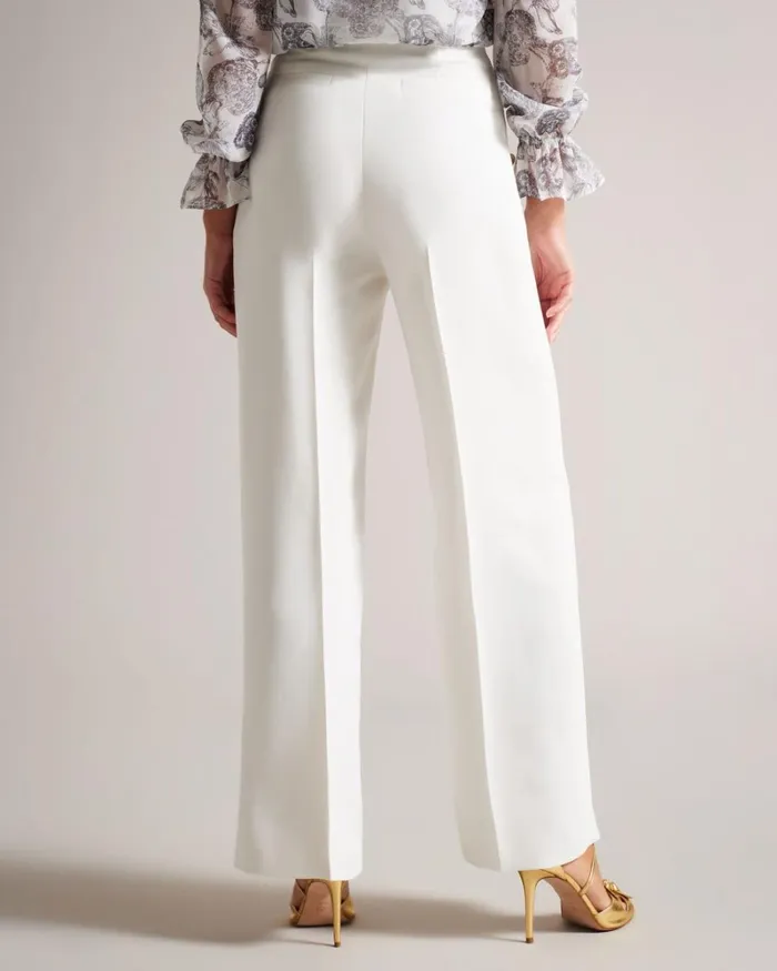 Embossed Button Wide Leg Trousers White Women Ted Baker Clothing Embossed Button Wide Leg Trousers White Women Ted Baker Clothing